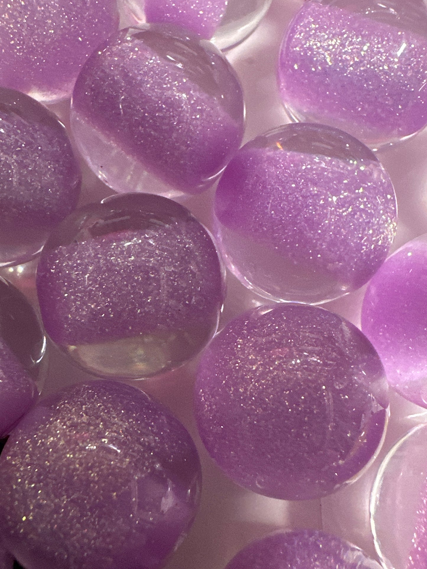 16mm Purple Glitter Cat Eye Beads
