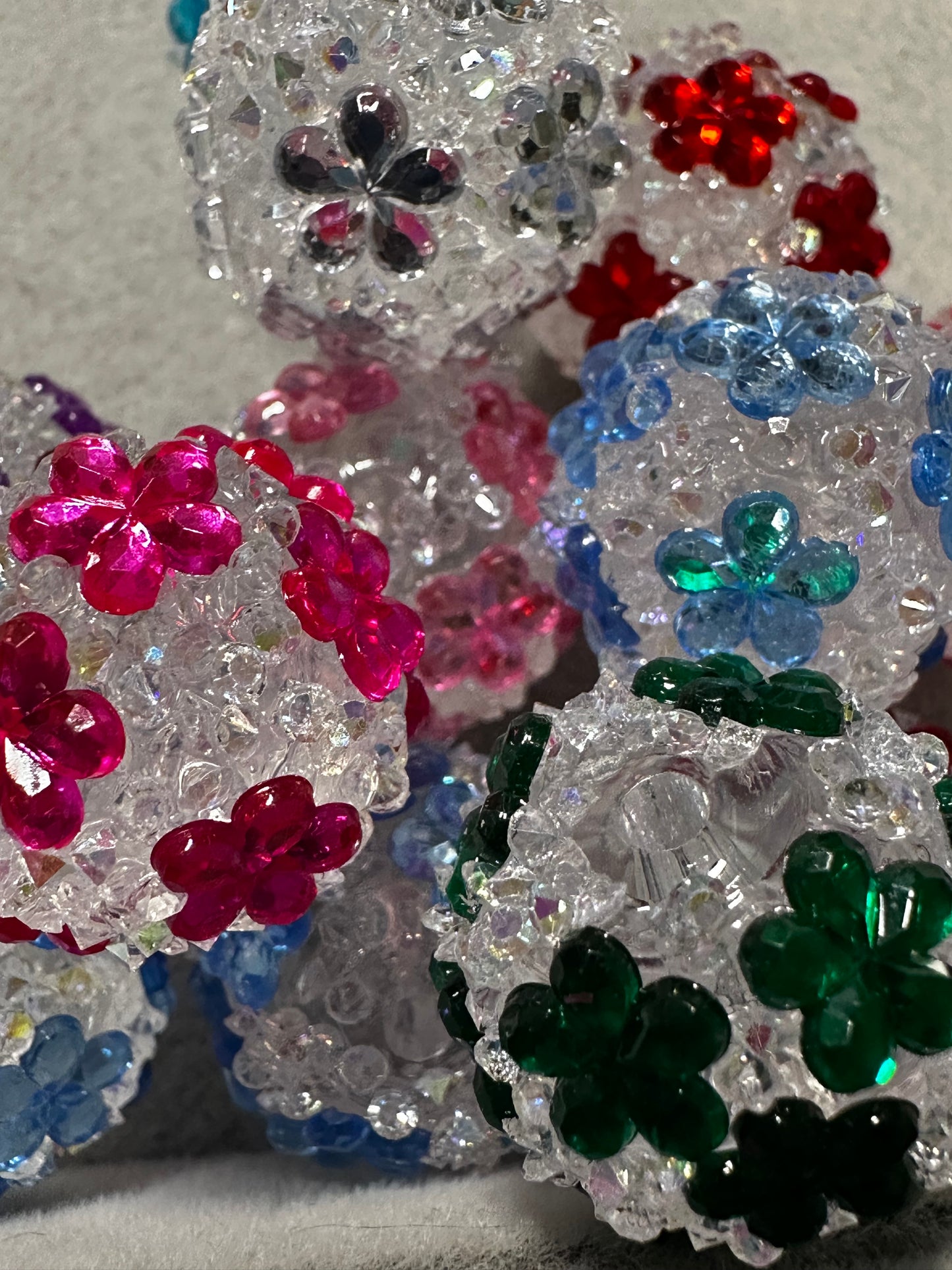 Rhinestone with Flowers (2/pk) Multiple Colors