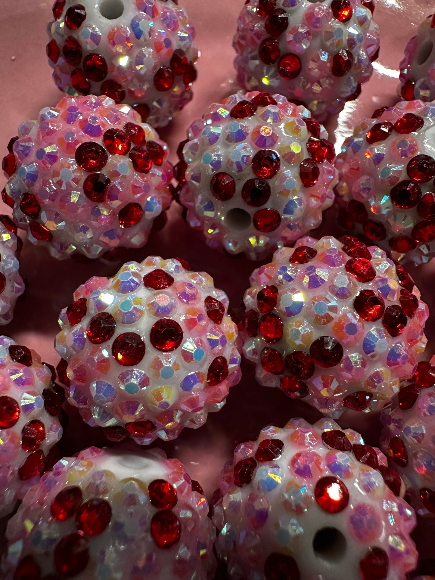 20mm Rhinestone - White/Pink (10/$5.00)