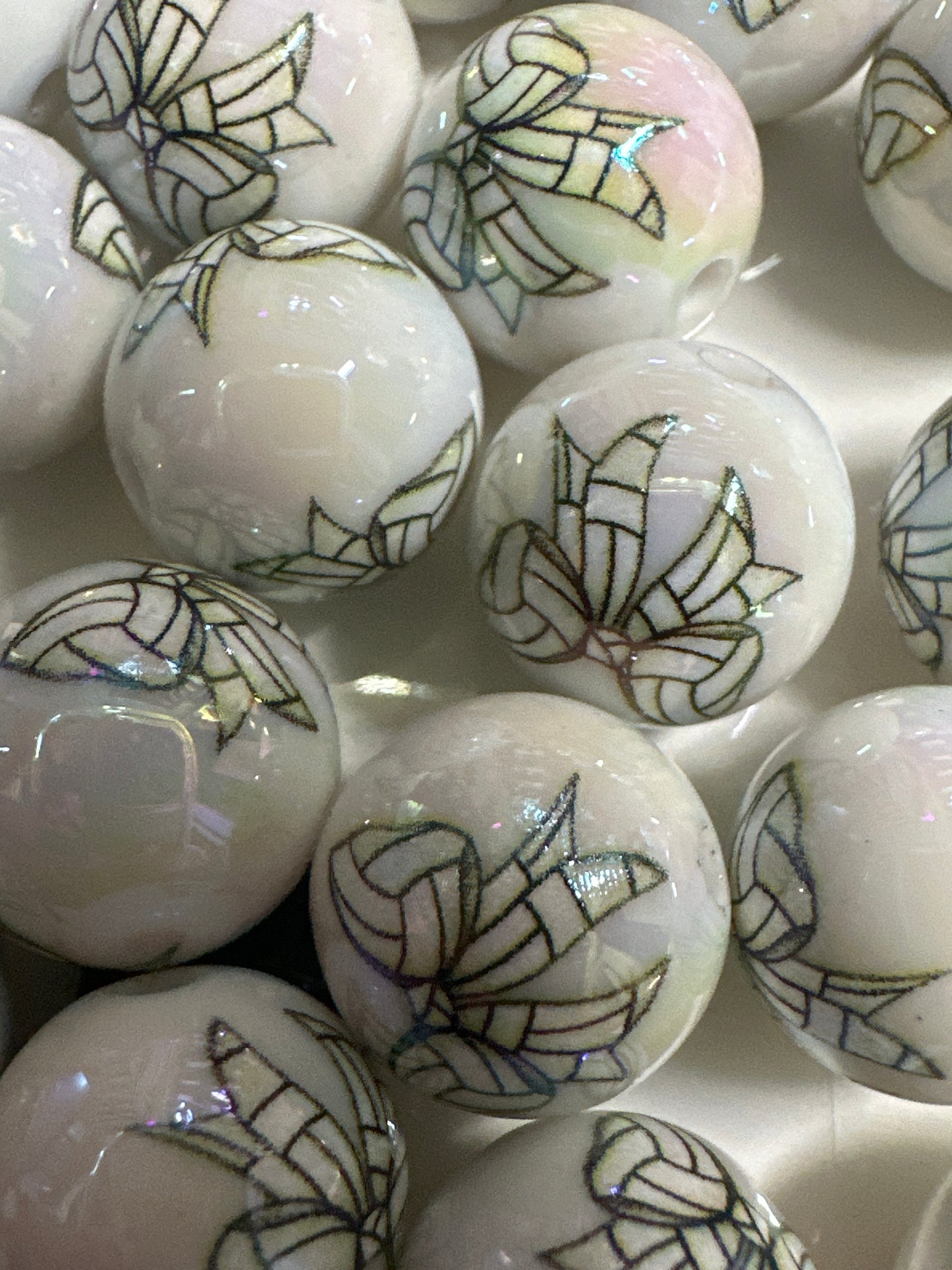 16mm Volleyball Bow Acrylic Beads