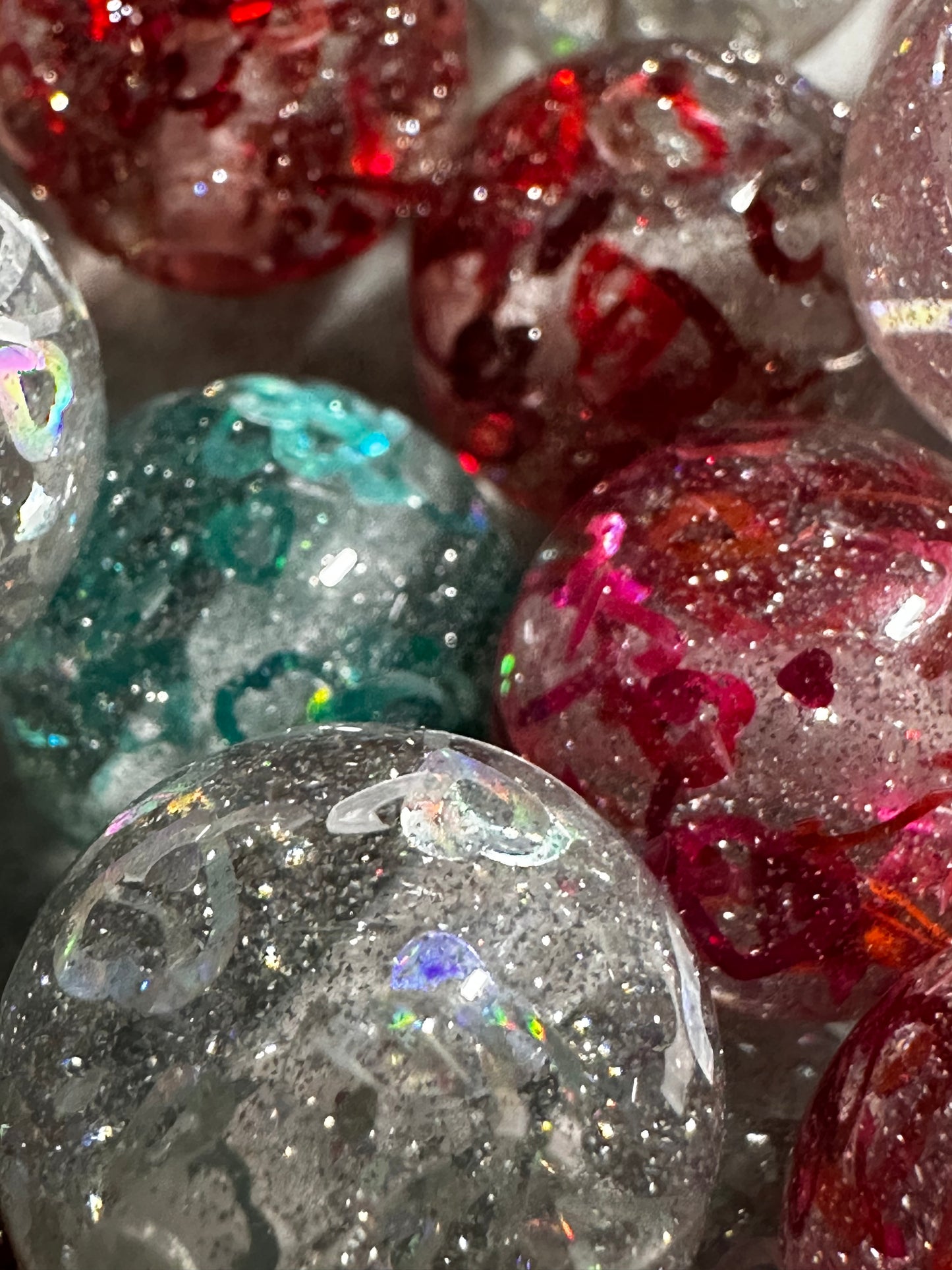 16mm Glitter Heart Beads (10/$3.25) Multiple Colors