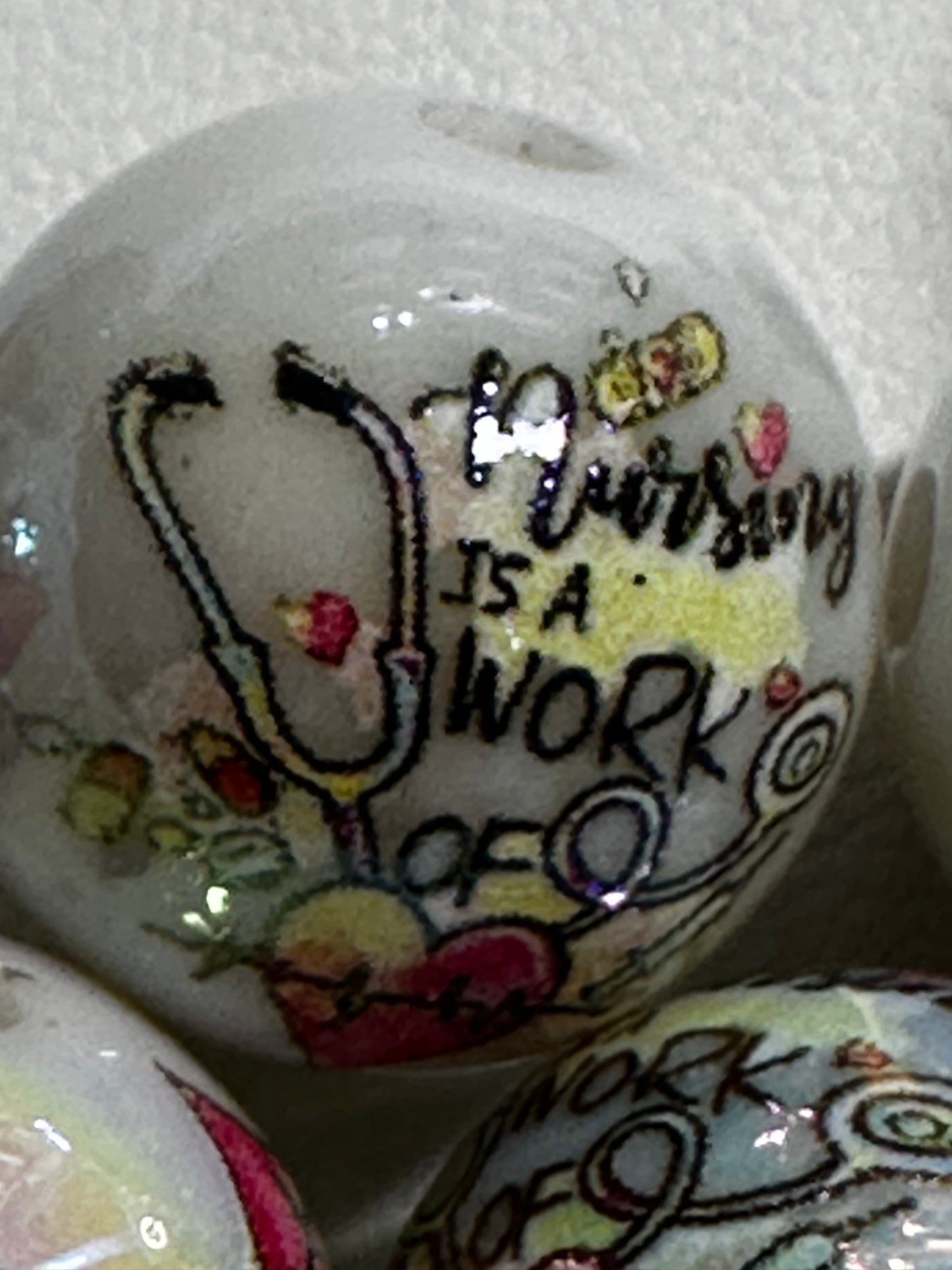 16mm Nursing is a Work of Heart Acrylic Bead