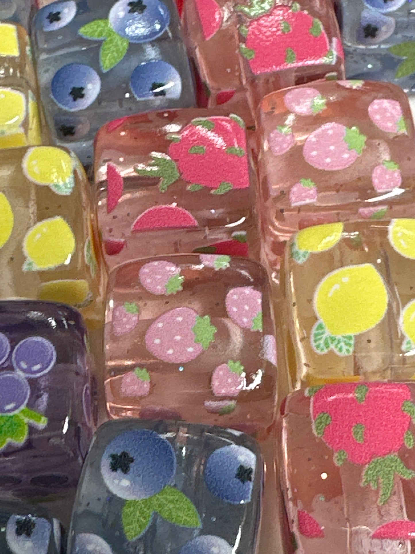 14mm Square Fruit Acrylic Beads (6/$3.00)