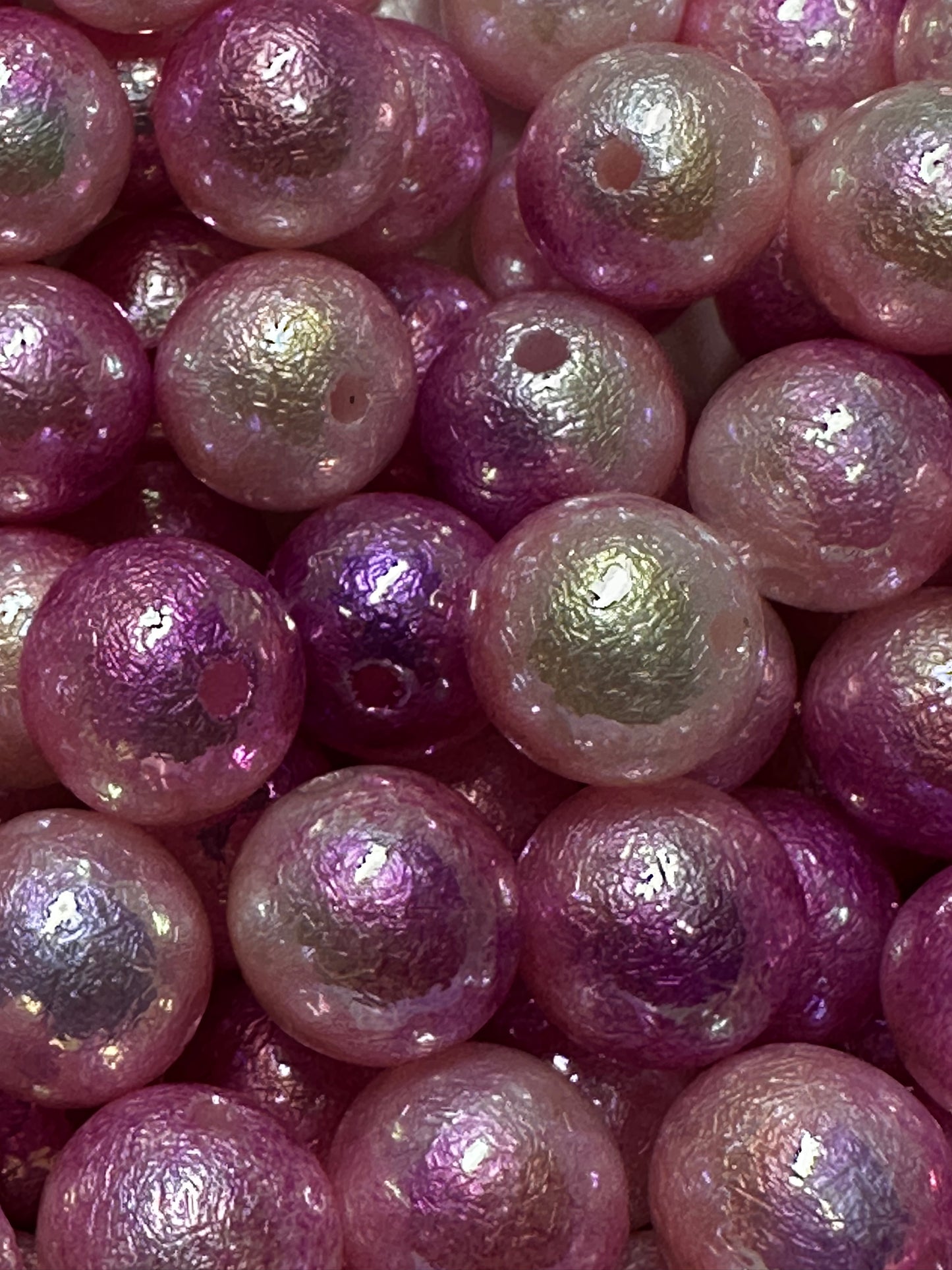 14mm Pink and White Ombre Acrylic Beads