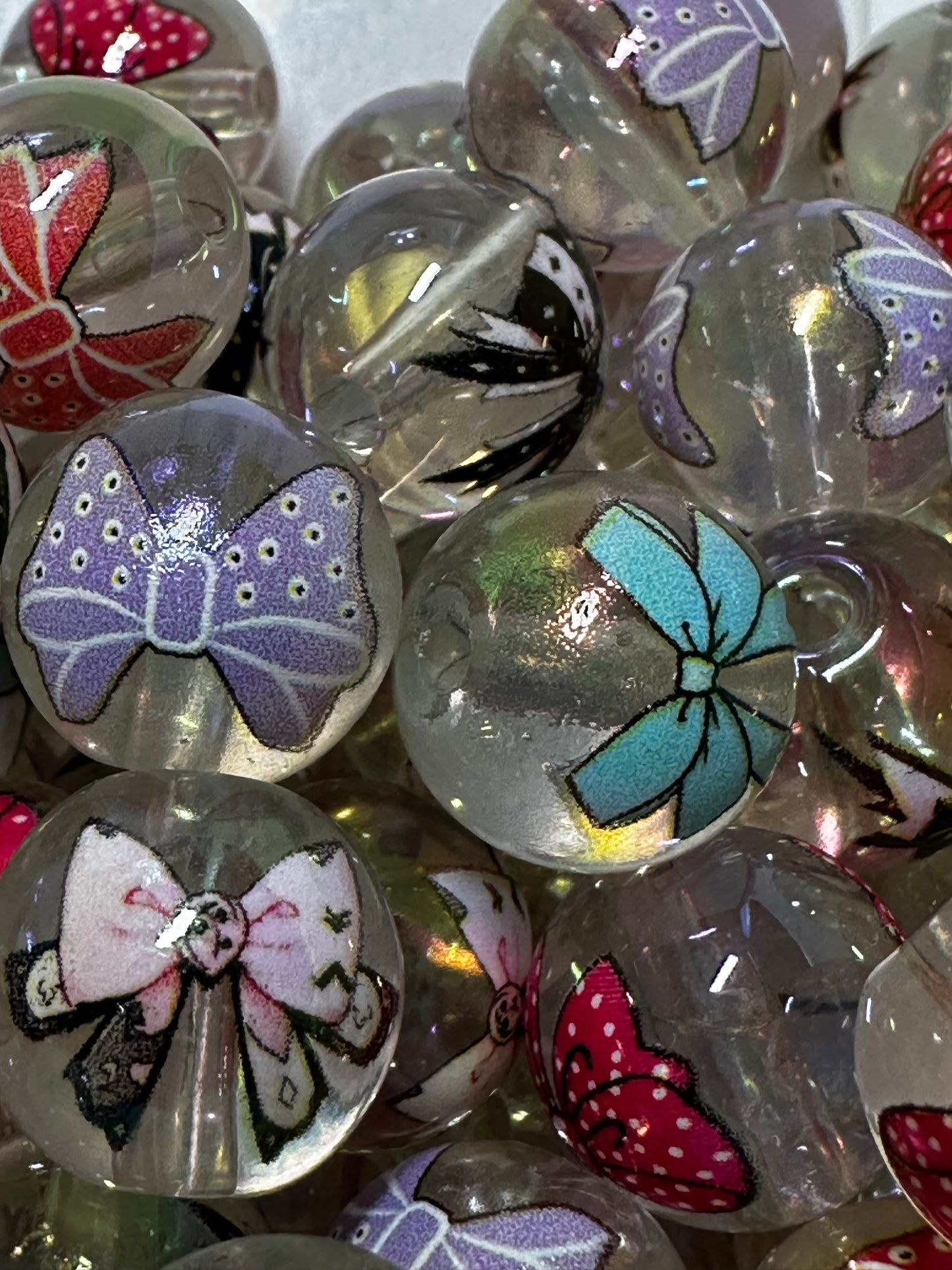 16mm Acrylic Clear Bow Beads-Multiple Colors (10/$2.50)