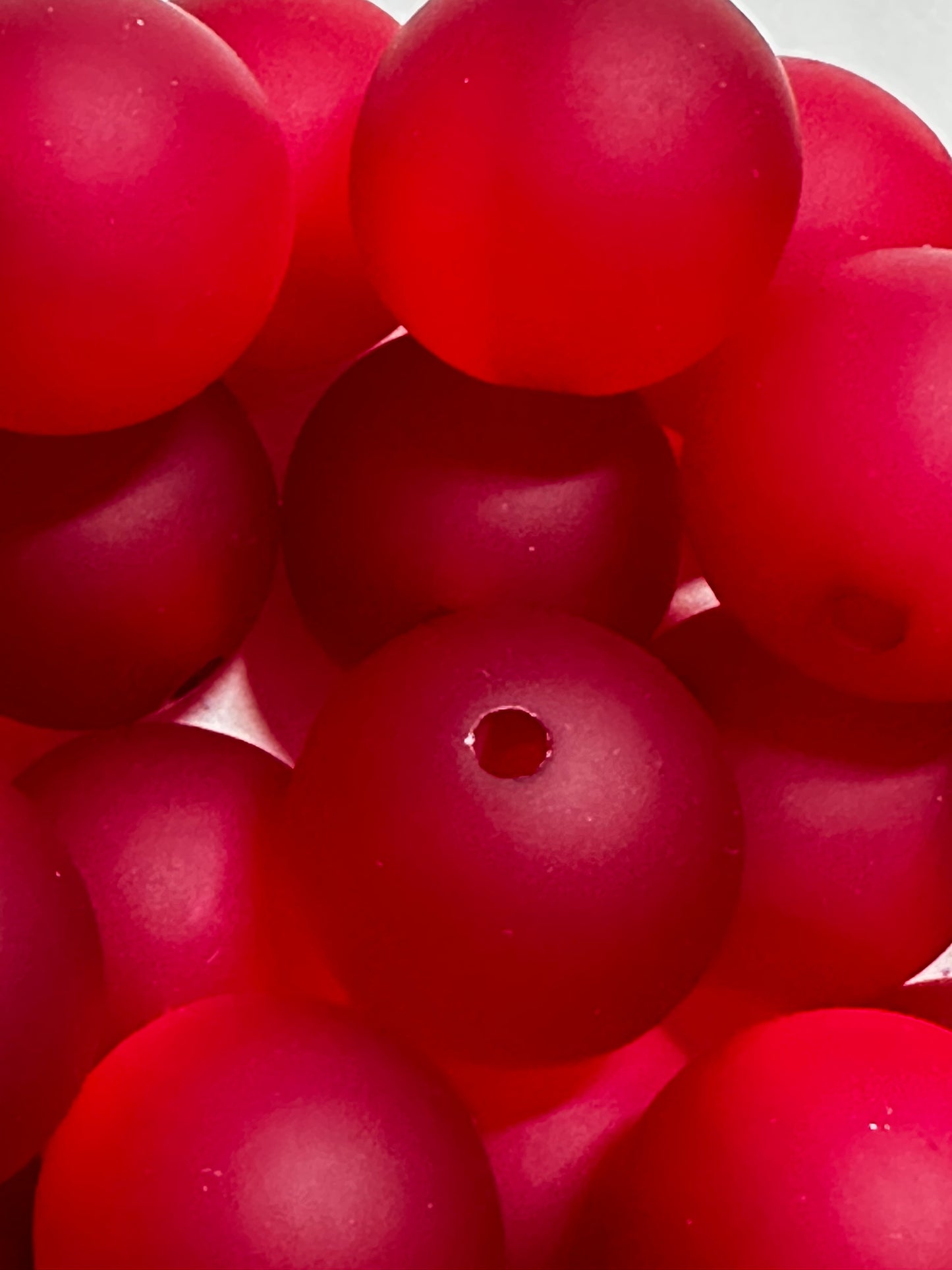 16mm Red Frosted Beads
