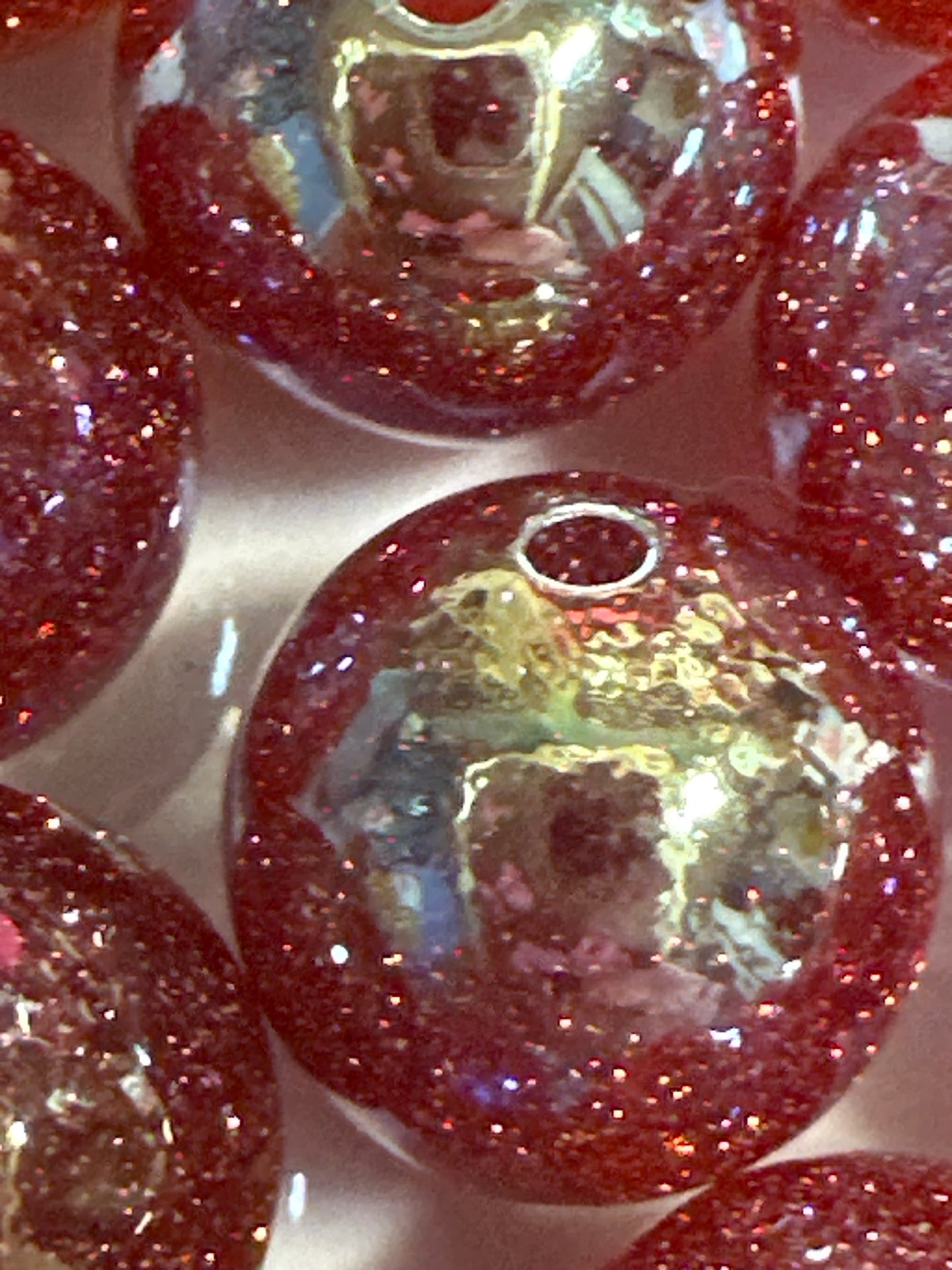 16mm Dusty Rose Glitter Cat Eye Acrylic Bead