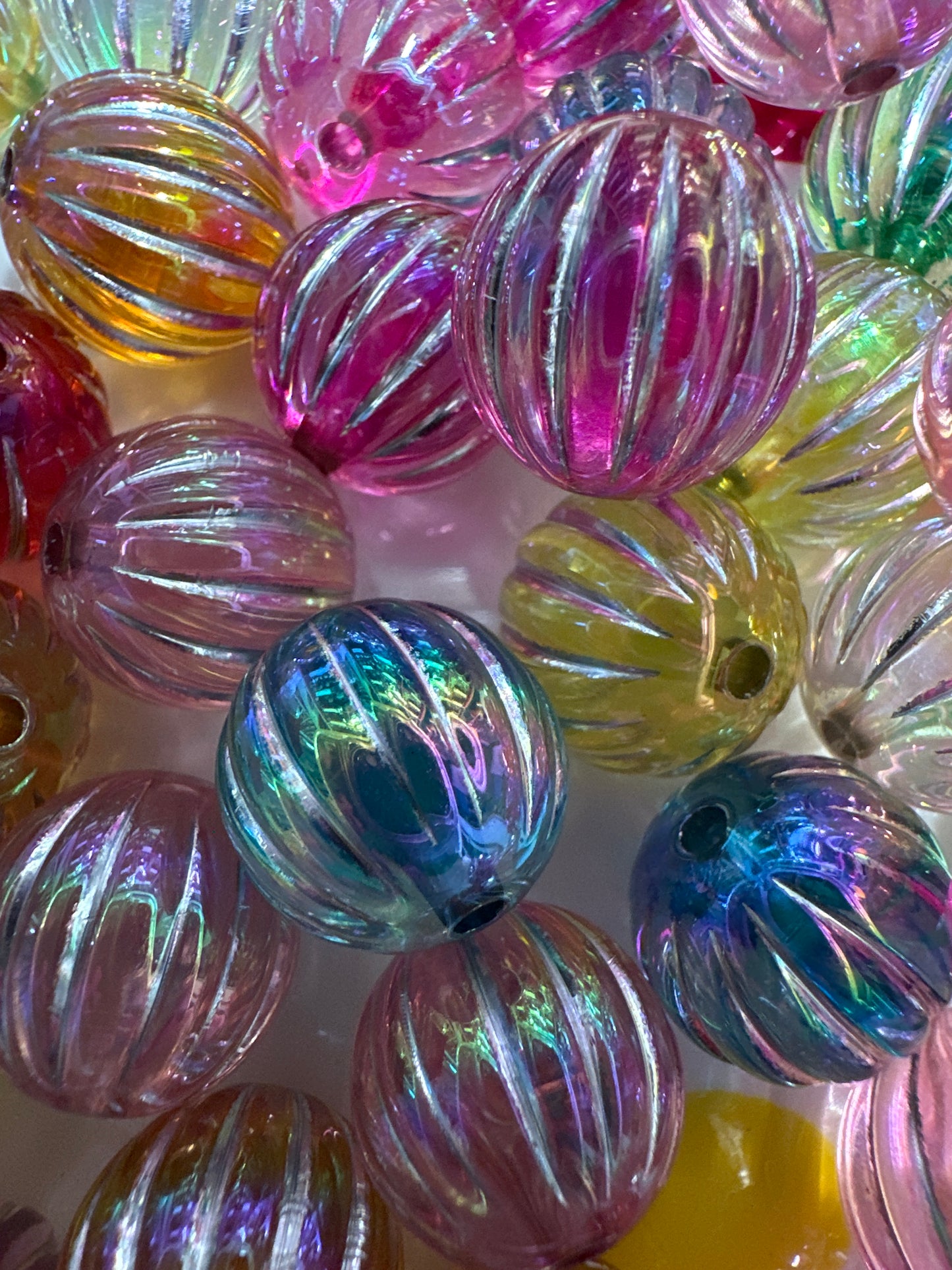 16mm Clear Colored Pumpkin Beads (10/$3.00)