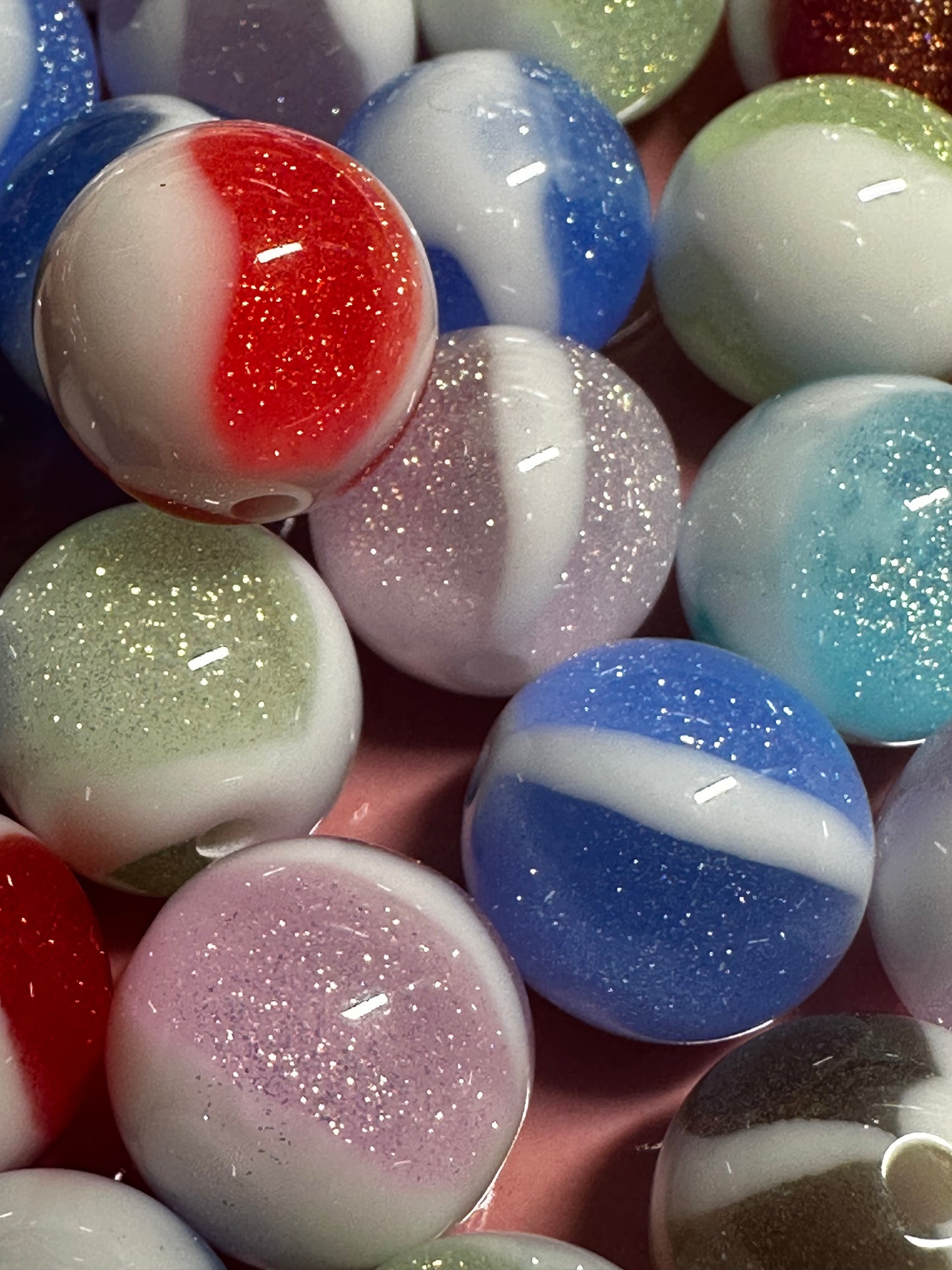 16mm Glitter Swirl - Multiple Colors (10/$3.25)