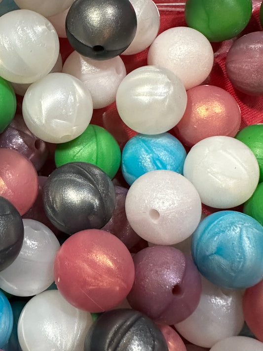 15mm Swirled Matte Silicone Beads - Multiple Colors