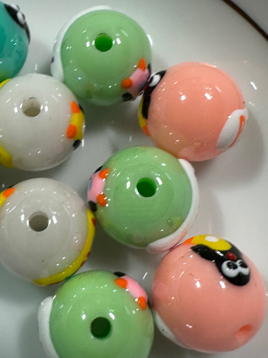 Acrylic Hand painted Penguin Beads (Multiple Colors)