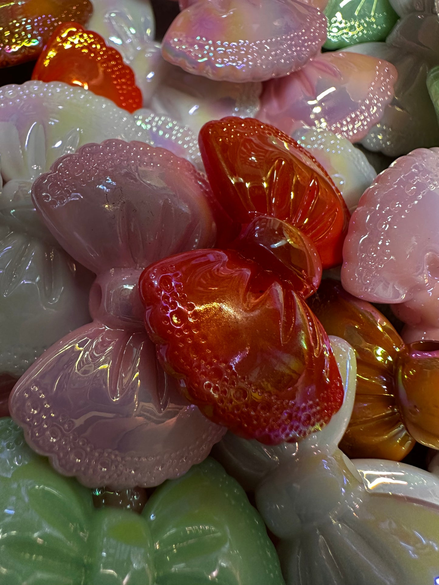 Scalloped Lace Acrylic Bows (10/$3.00) - Multiple Colors