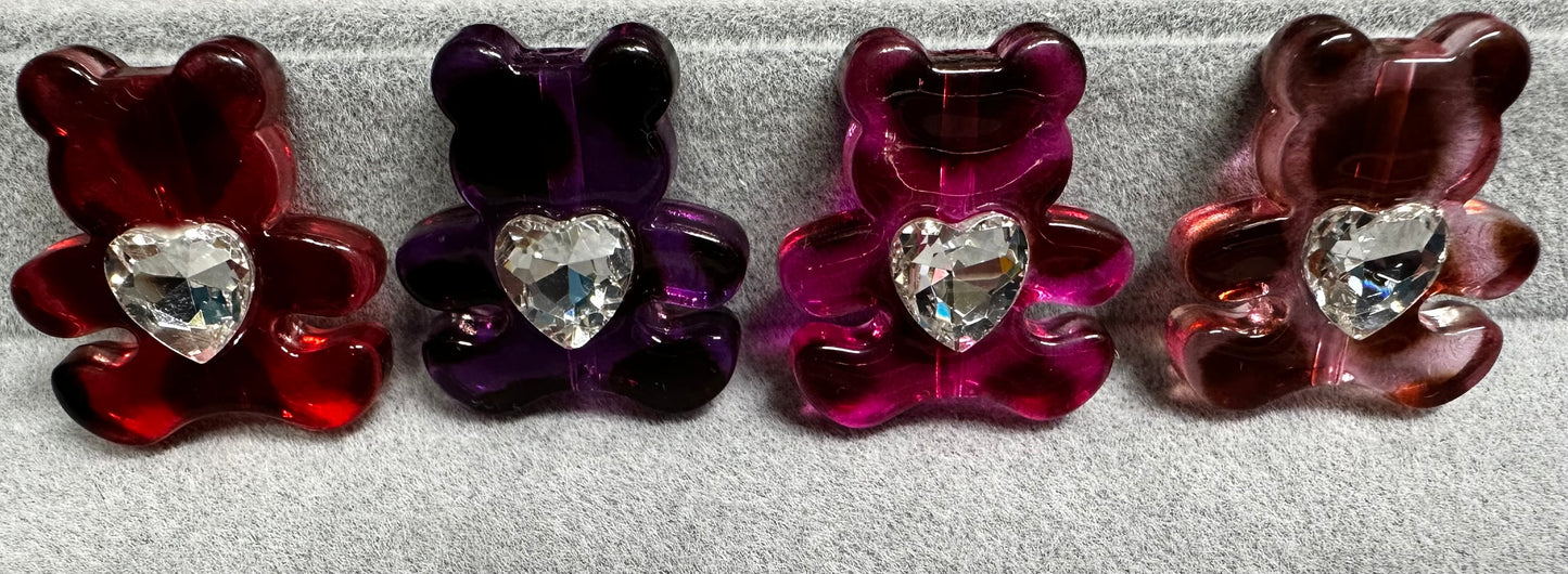 Acrylic Bears with Heart Rhinestones