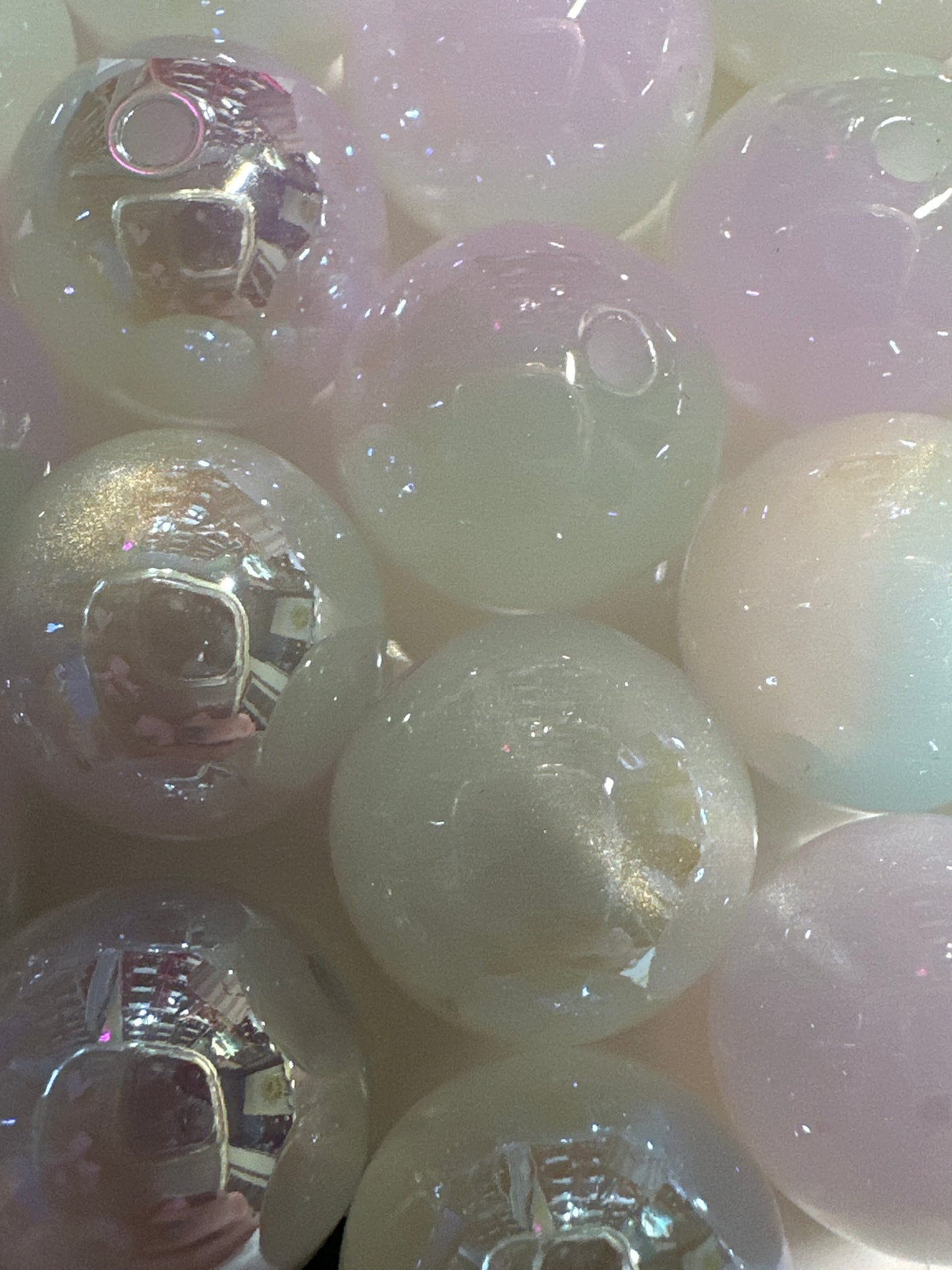 16mm White Tiger Eye Acrylic Bead