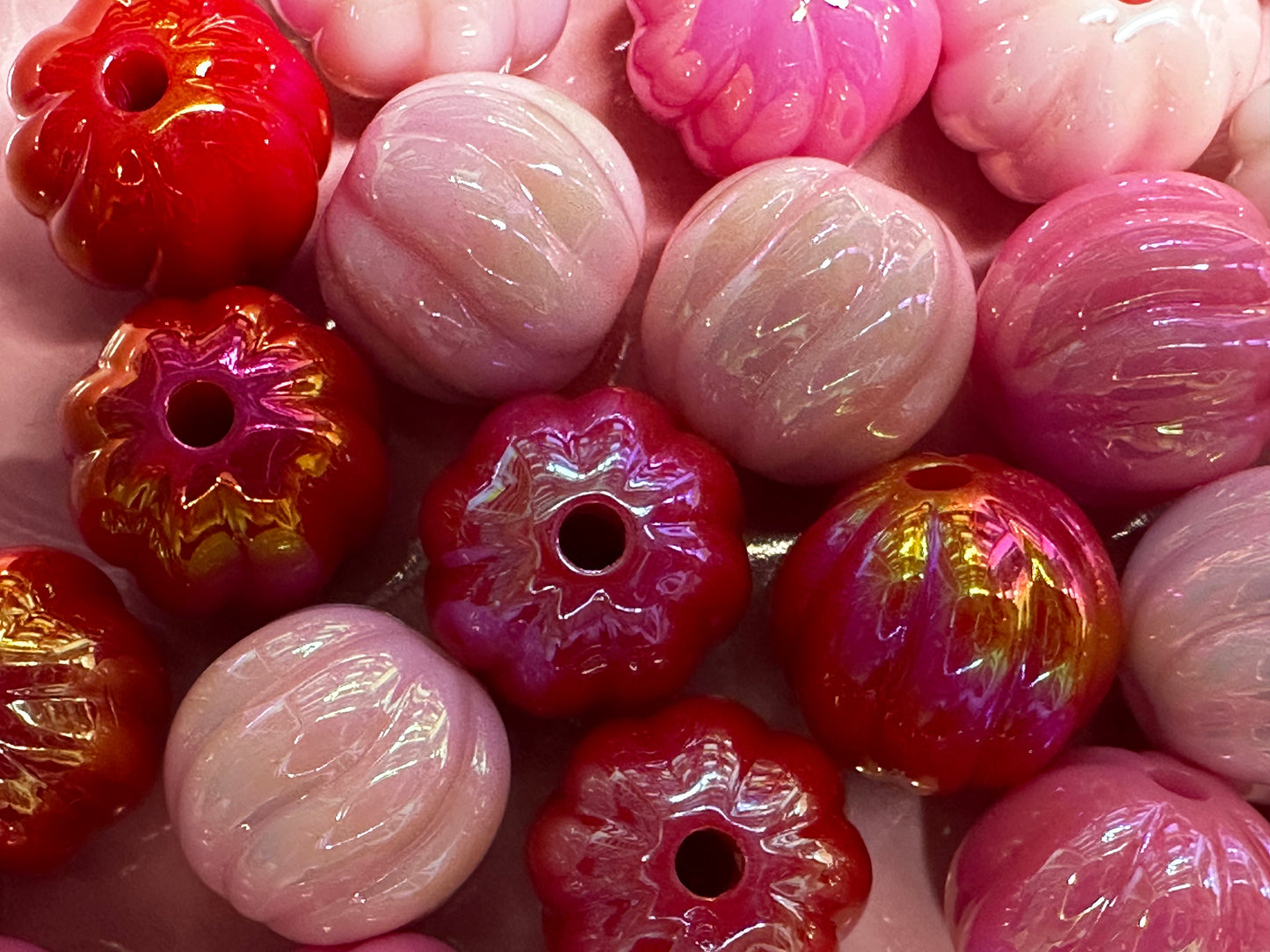 16mm Acrylic Pink Pumpkin Mix (10/$3.25)