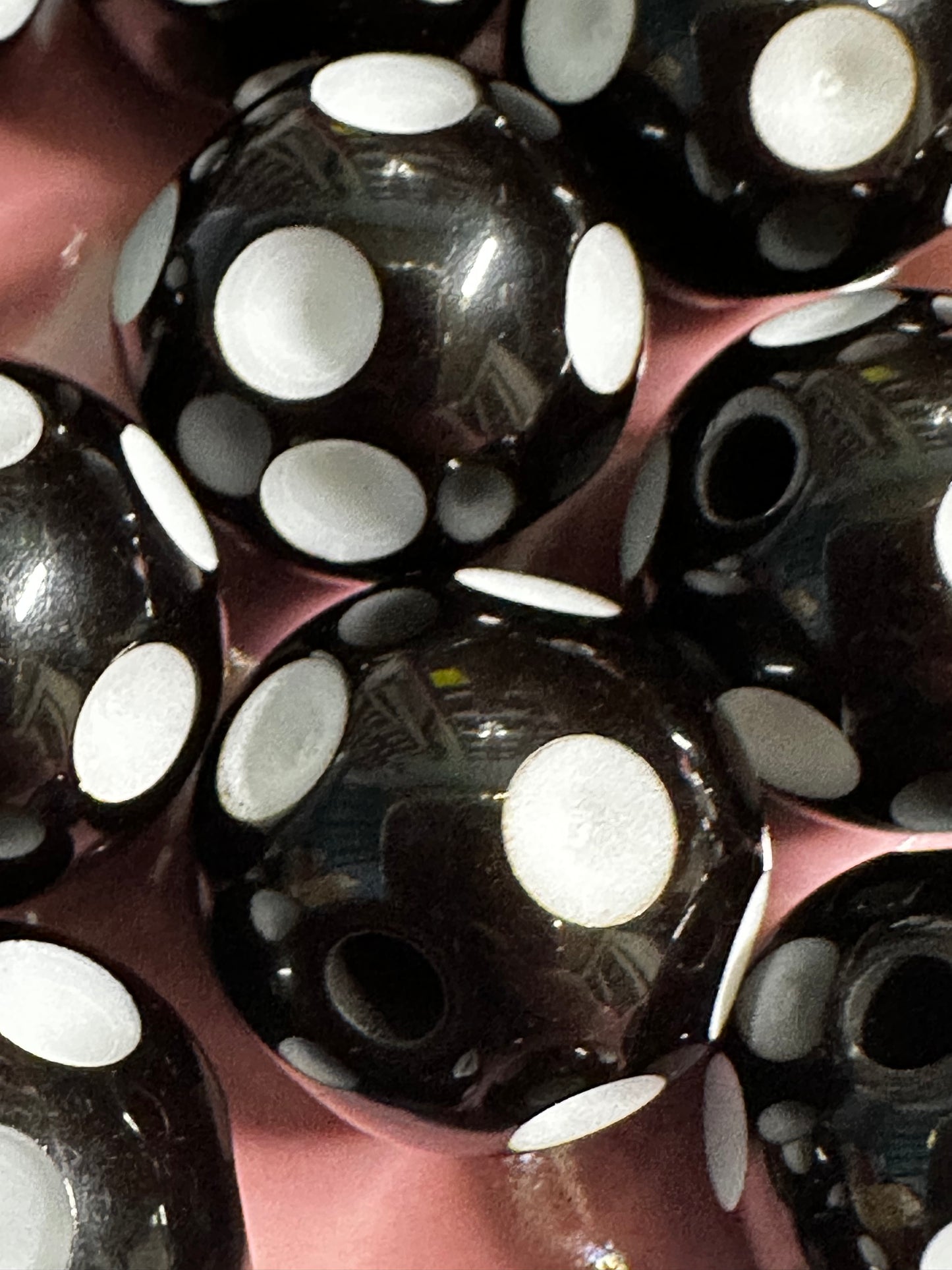 16mm Acrylic Black and White Polka Dot