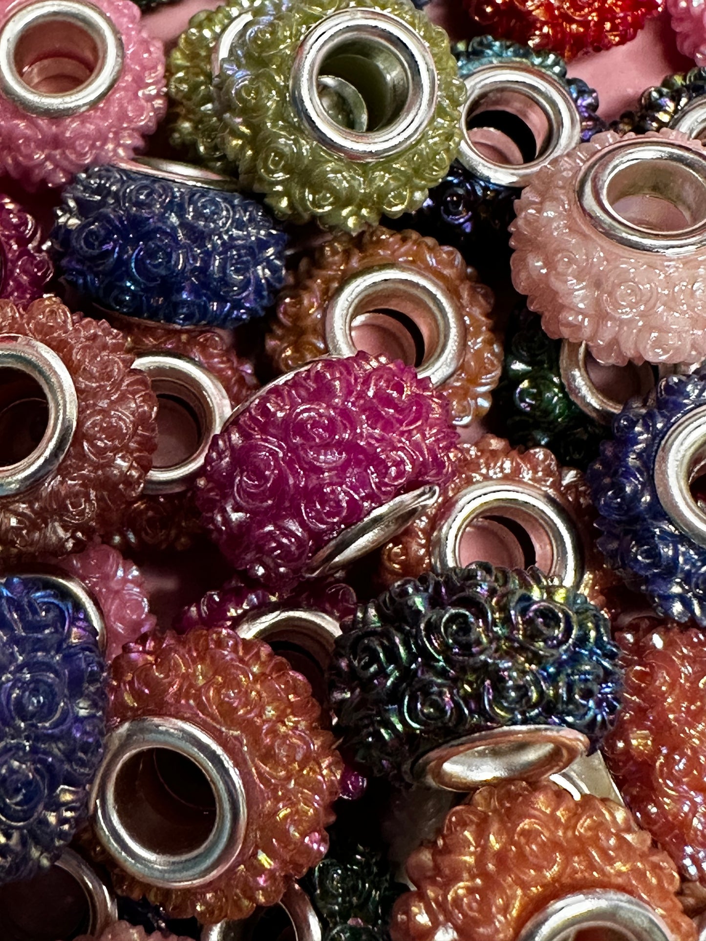 14mm Large Hole Rose Spacers (10/$2.00)