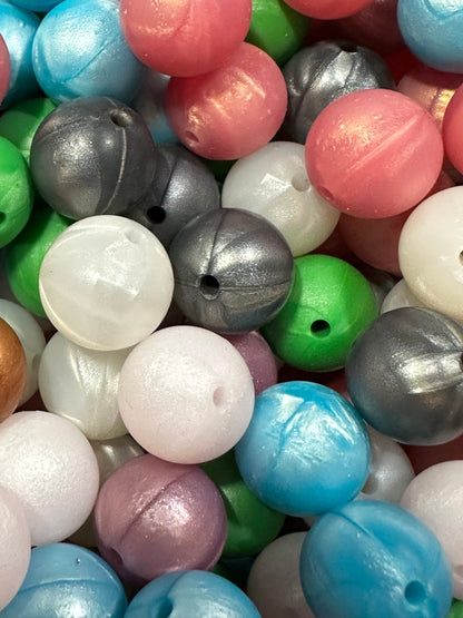 15mm Swirled Matte Silicone Beads - Multiple Colors