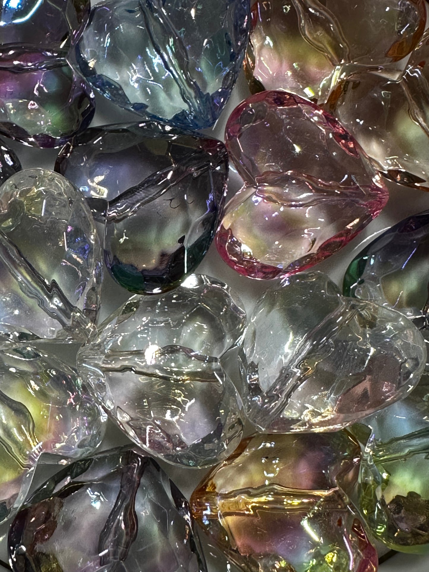 Acrylic Faceted Hearts - Multiple Colors