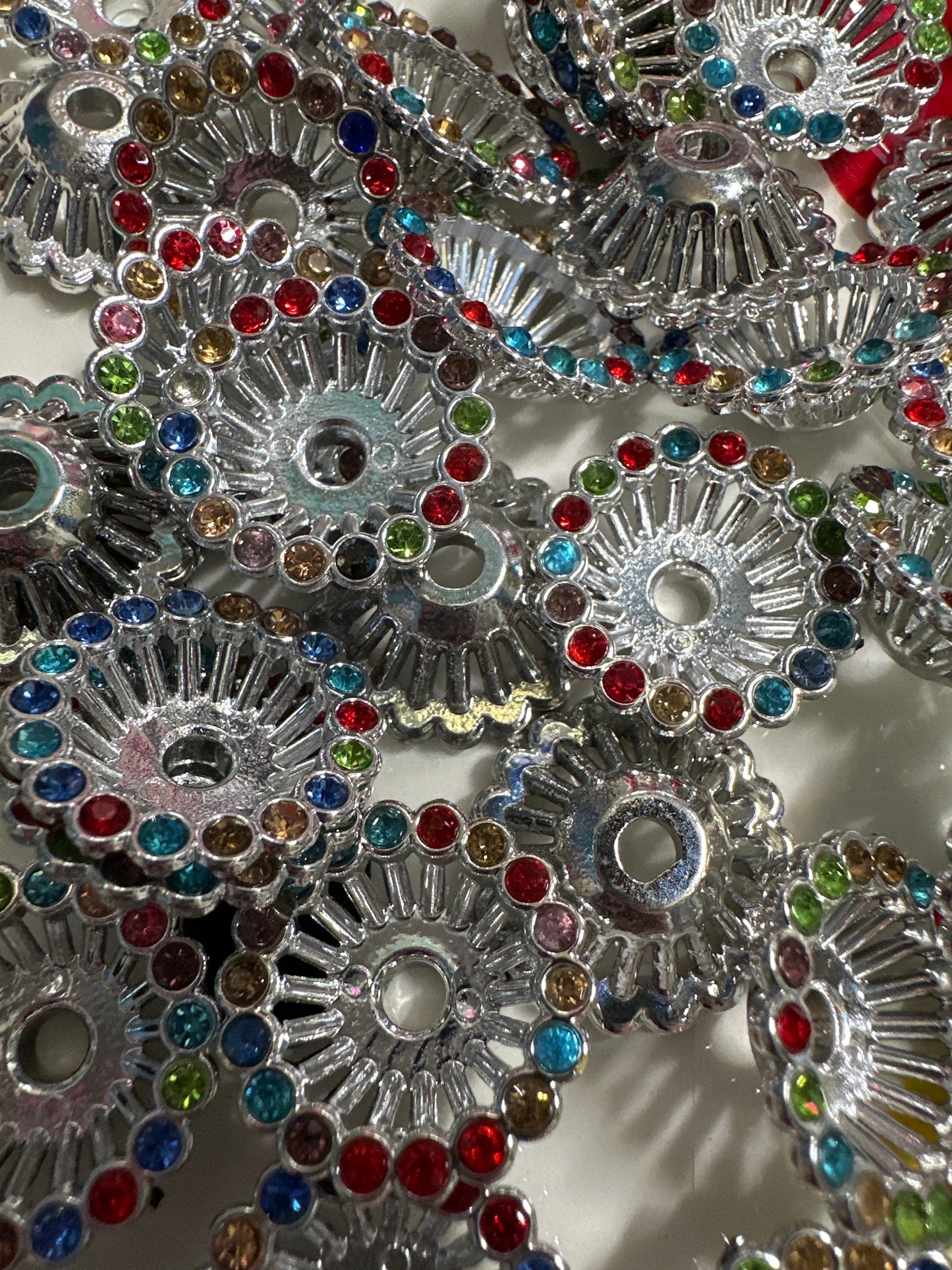 Silver Gem Bead Caps