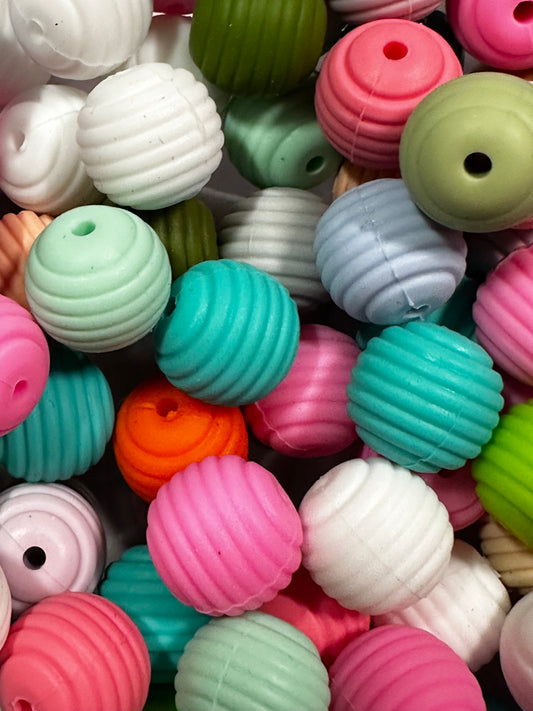 15mm Beehive Silicone Beads - Multiple Colors