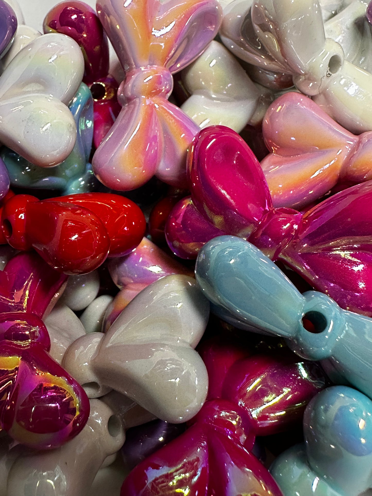 Acrylic Bow Beads-Multiple Colors (10/$3.25)
