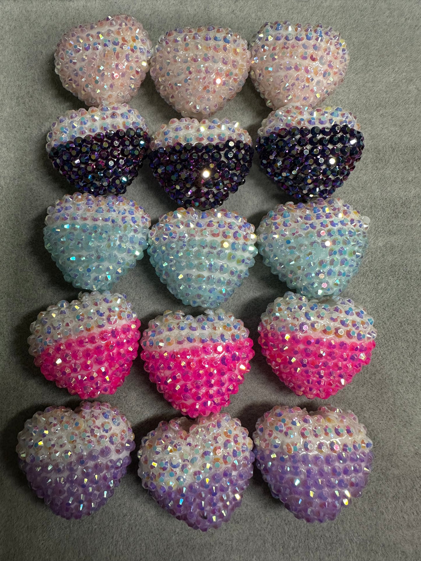 Rhinestone Heart Beads (Multiple Colors)