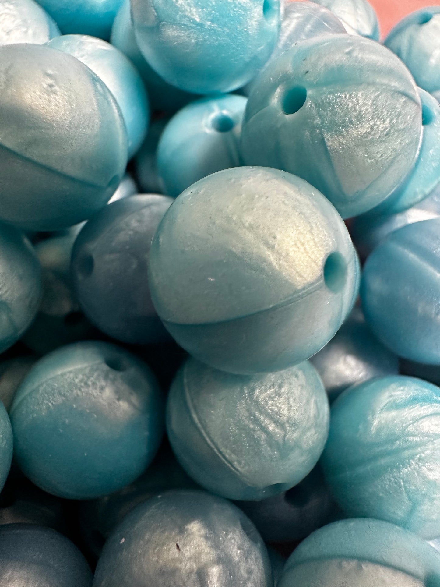15mm Silicone Beads - Blue Opal Matte