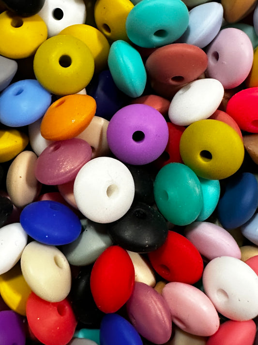 12mm Silicone Beads (Lentils) - Multiple Colors