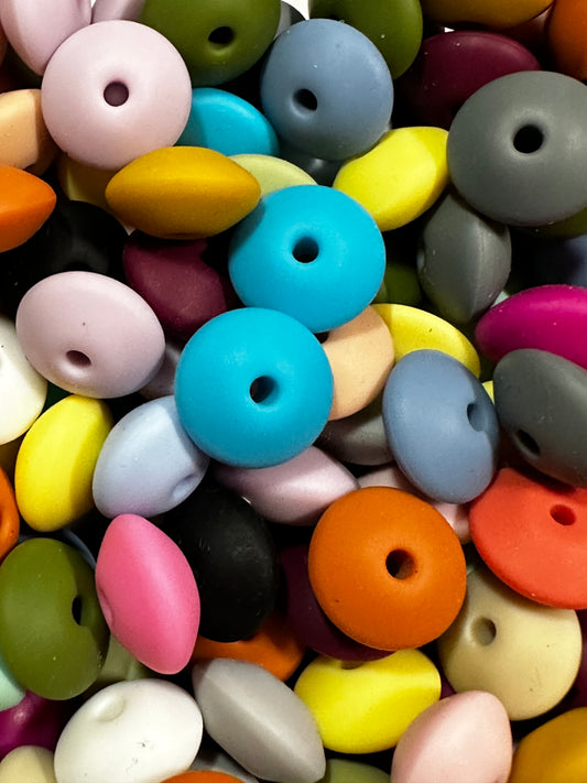 14mm Silicone Saucer Beads (Lentils) - Multiple Colors