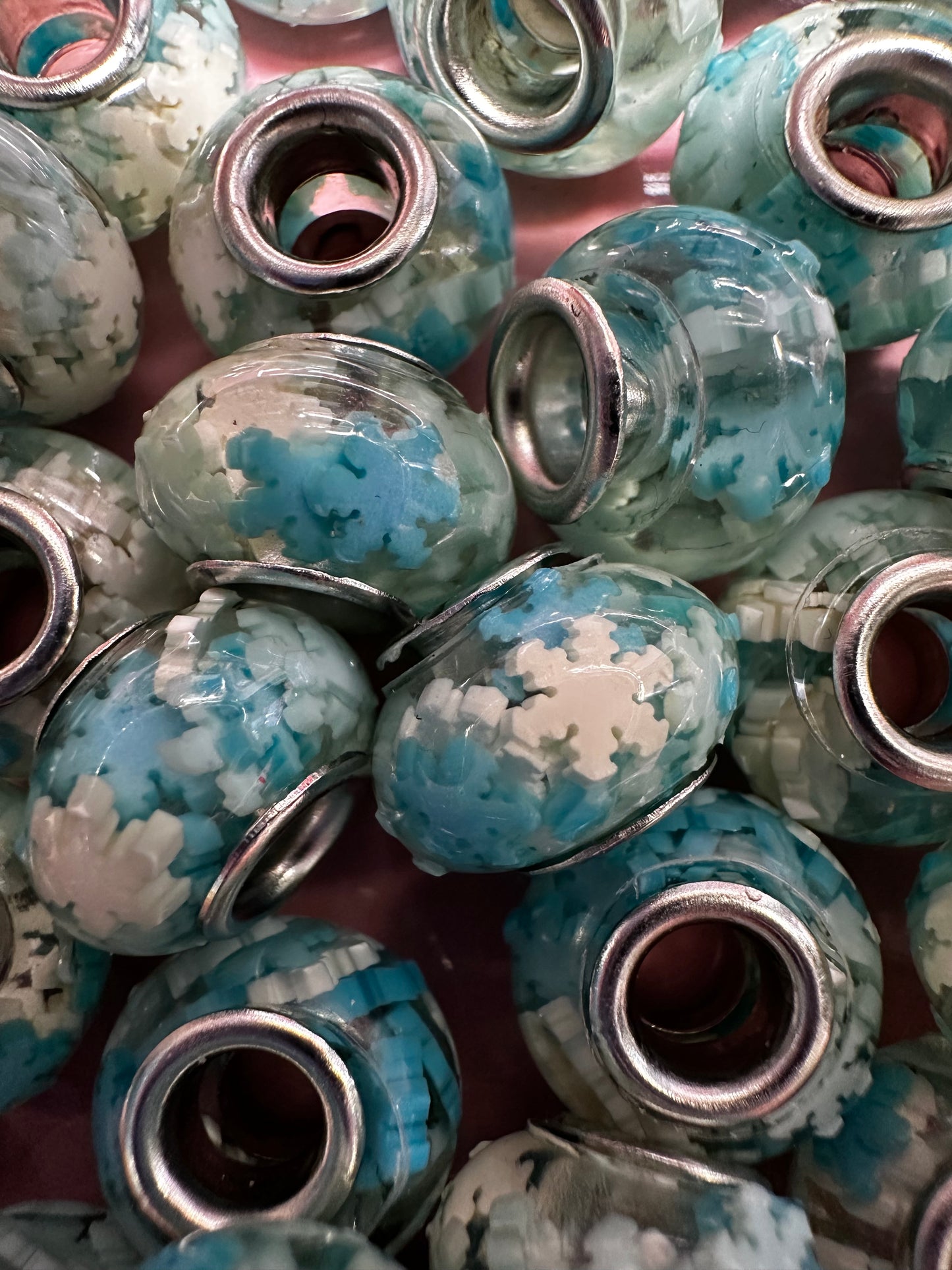 14mm Large Hole Blue Snowflake Spacers (10/$2.00)