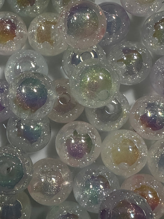 Acrylic Clear Glitter Beads