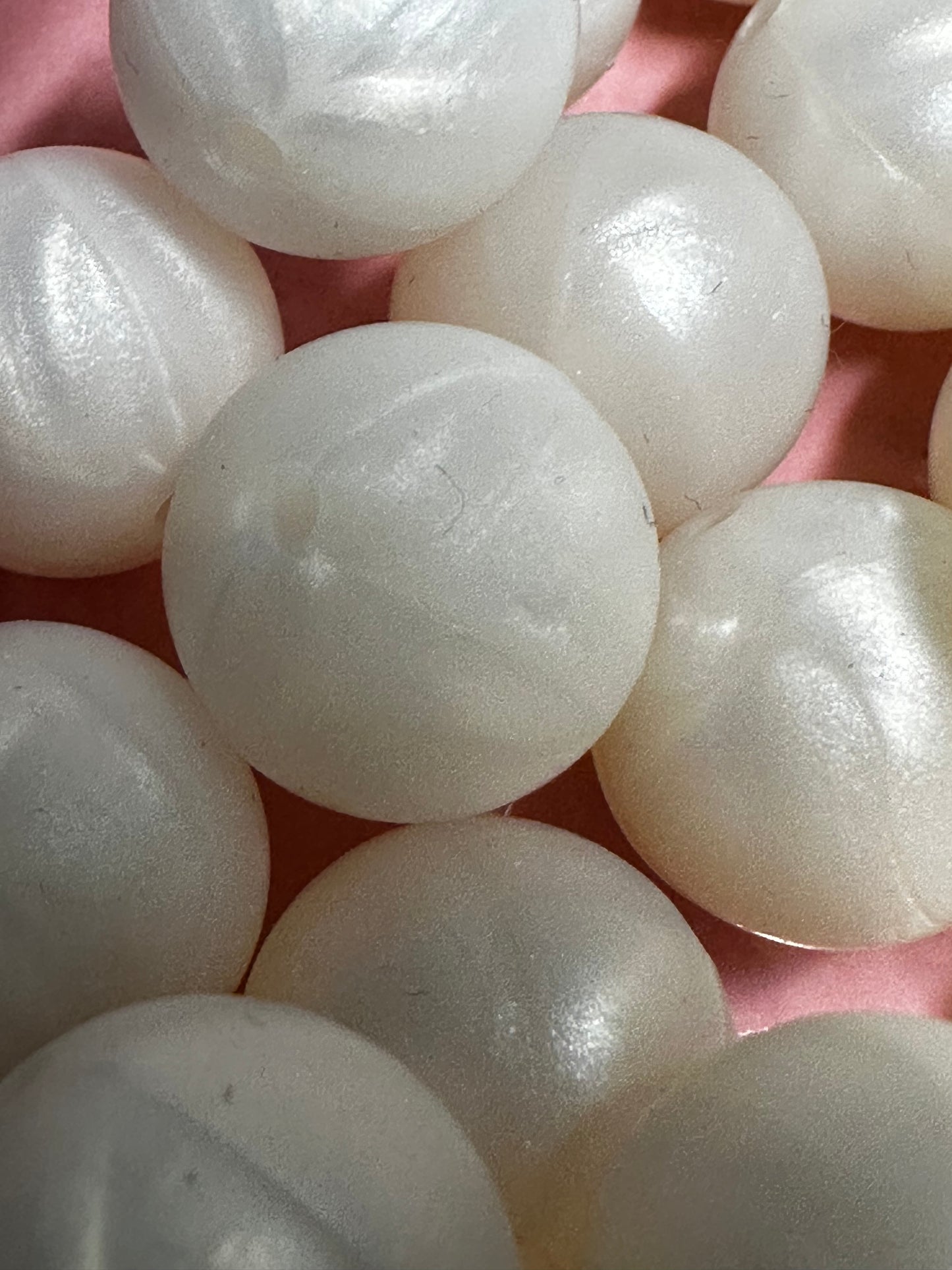15mm Silicone Beads - White Opal Matte