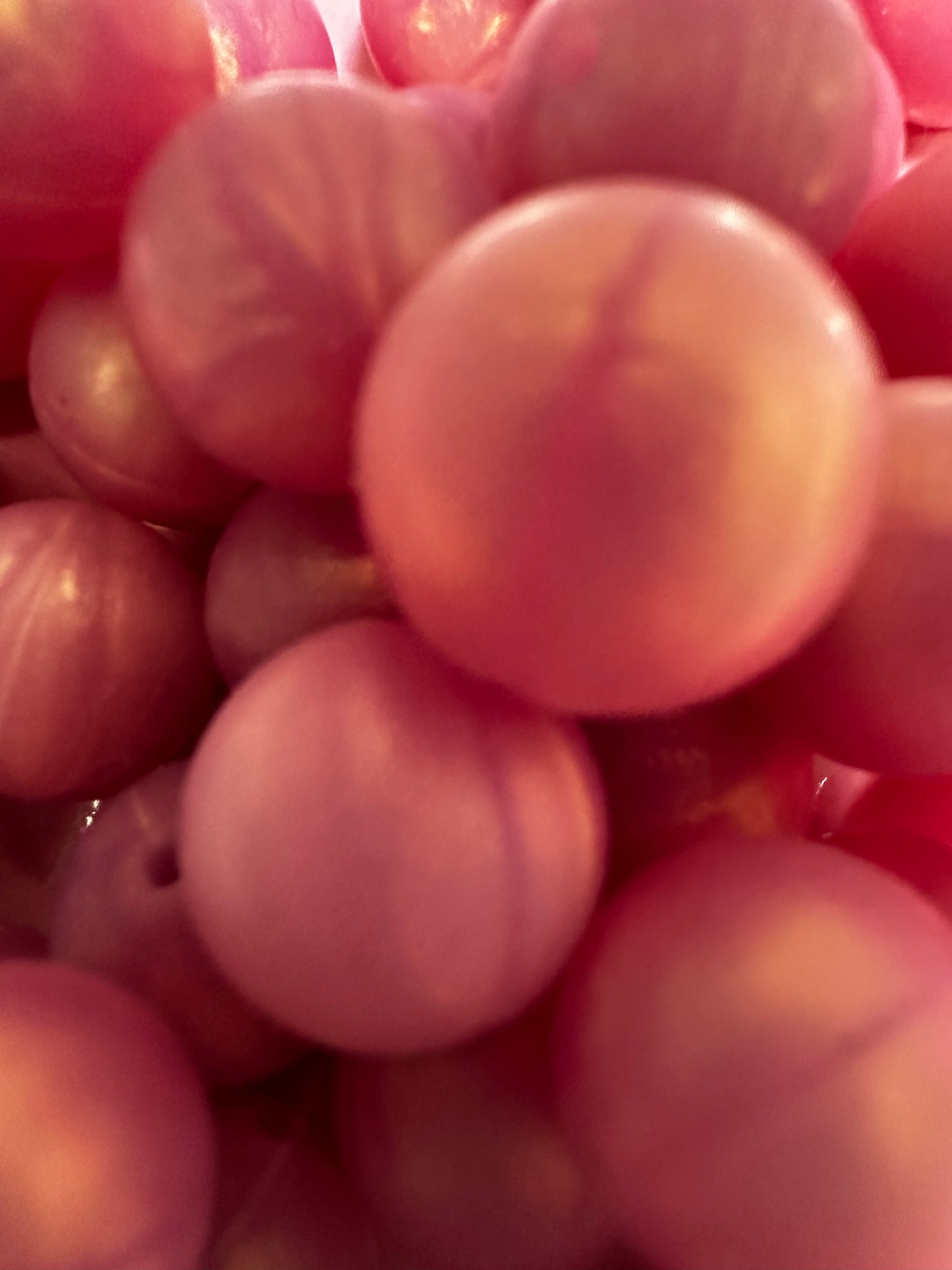 15mm Silicone Beads - Pink Opal Matte