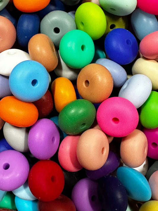 14mm Silicone Abacus Beads - Multiple Colors