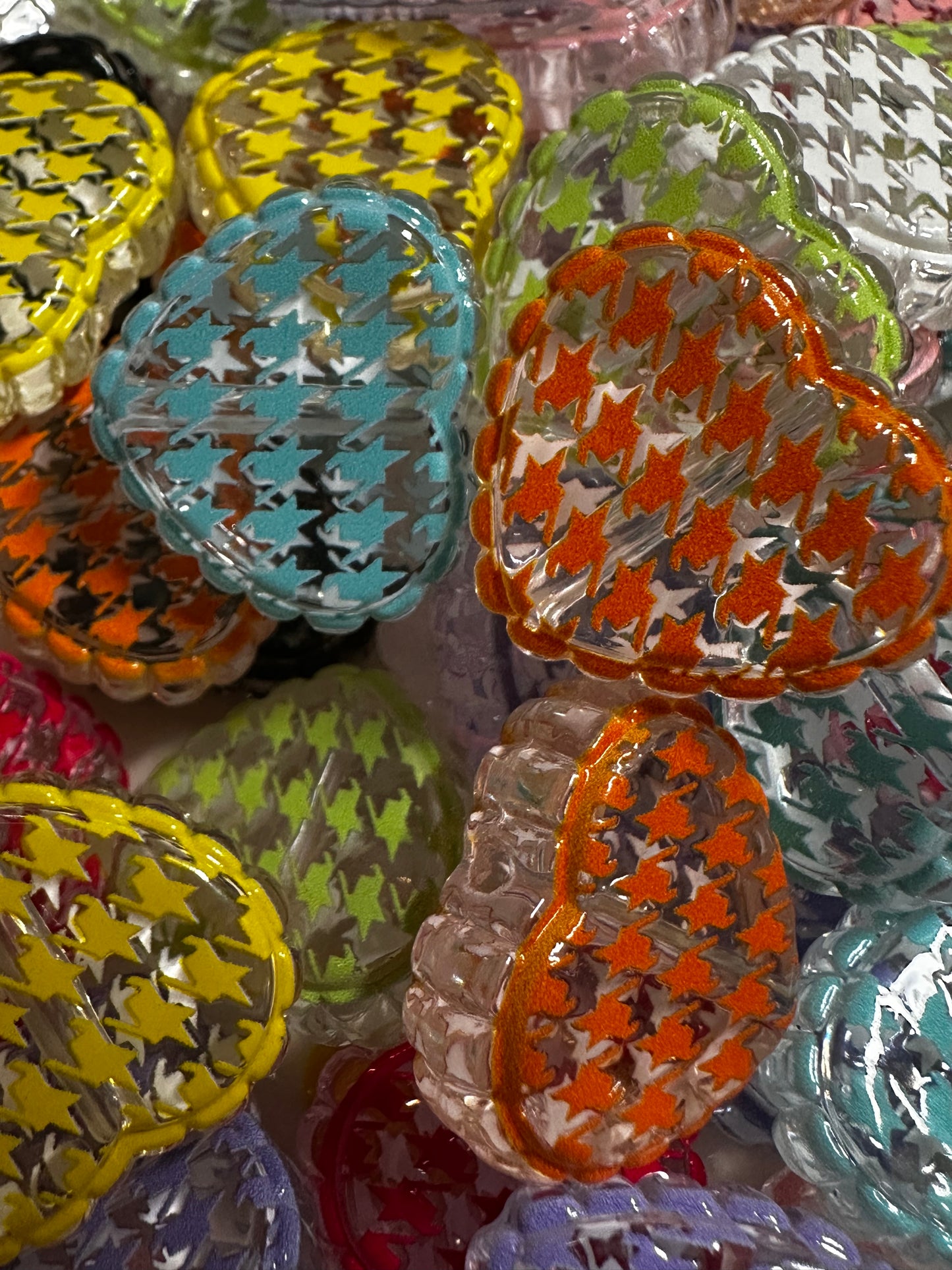 Acrylic Translucent Checkerboard Printed Hearts