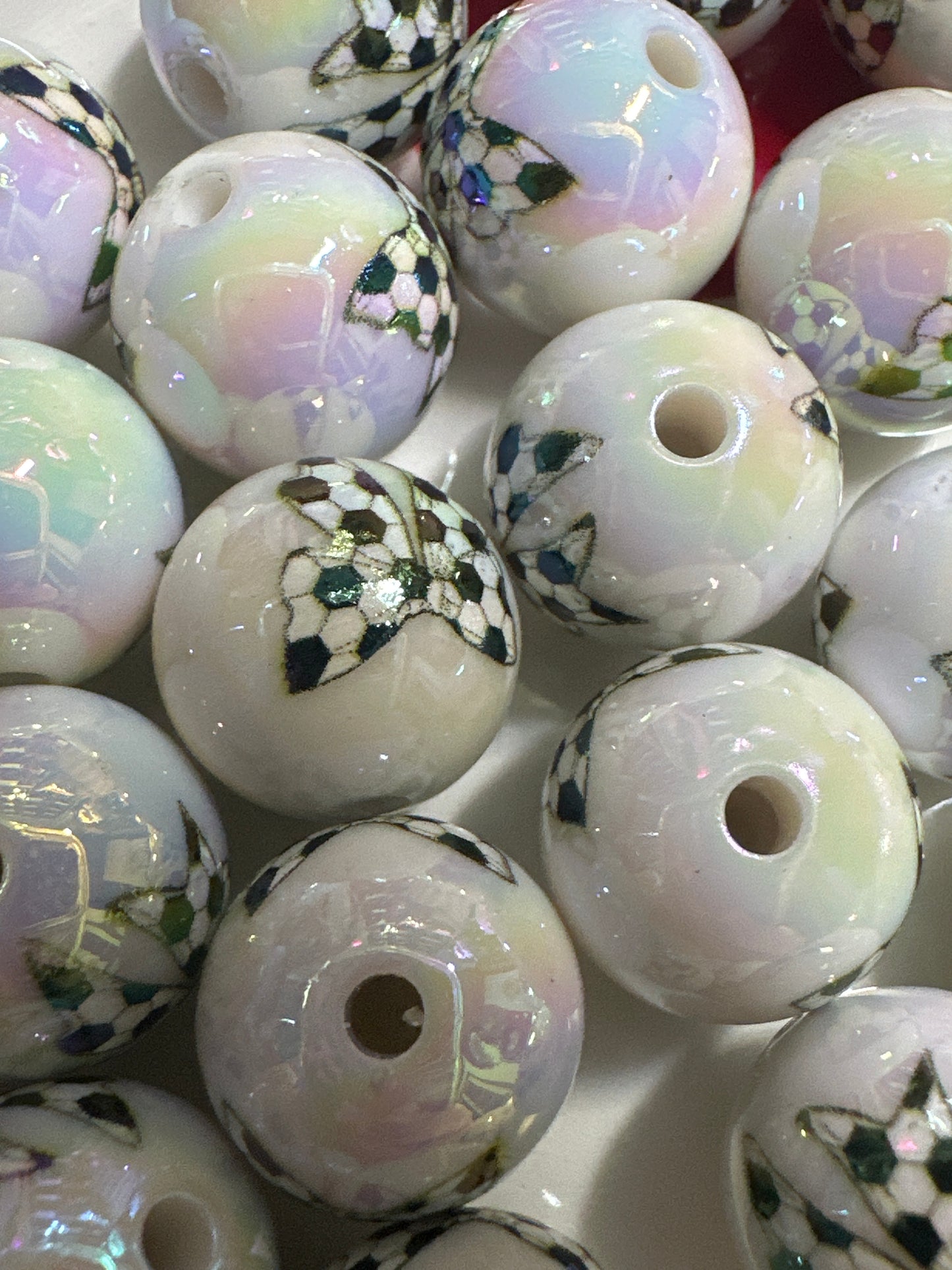 16mm Soccer Ball Bow Acrylic Beads