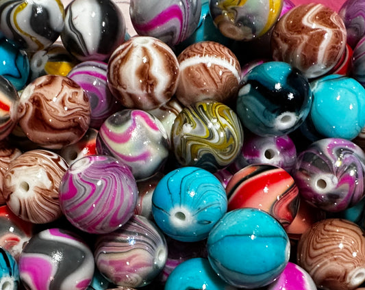 Acrylic Multicolor Swirl Beads - Multiple Colors