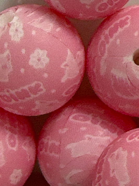 15mm Pig Printed Beads