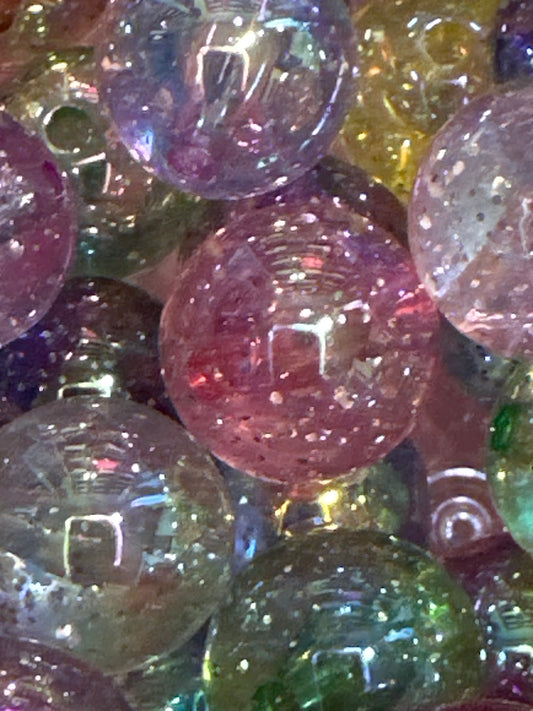16mm Clear Glitter Acrylic Beads ( 10/$3.25)