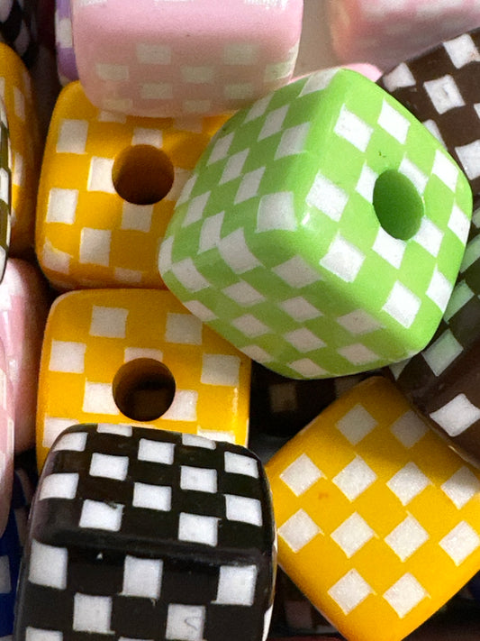 14mm Square Checkerboard Beads 10/$3.00