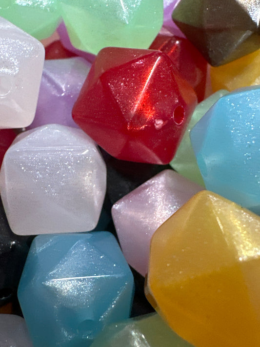 14mm Acrylic Shimmer Hexagon Beads 10/$2.00