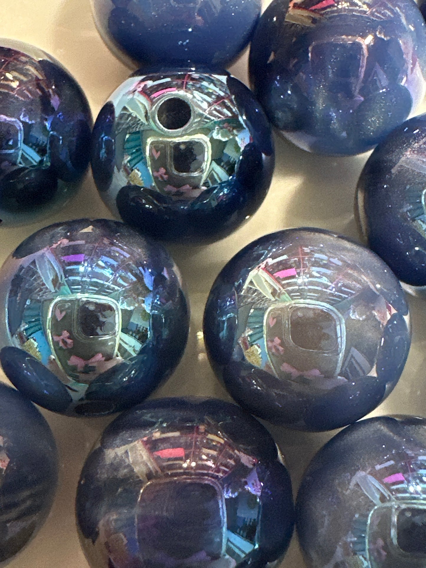 16mm Blue Cat Eye Beads