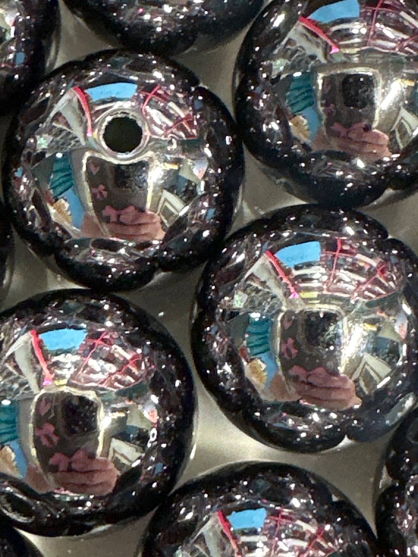 16mm Gun Metal Beads