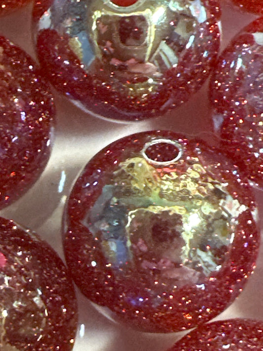 16mm Dusty Rose Glitter Cat Eye Acrylic Bead