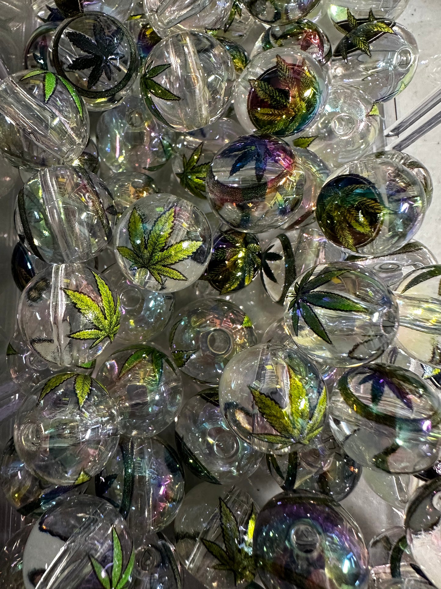 Happy Leaf Acrylic Beads (10/$3.25)