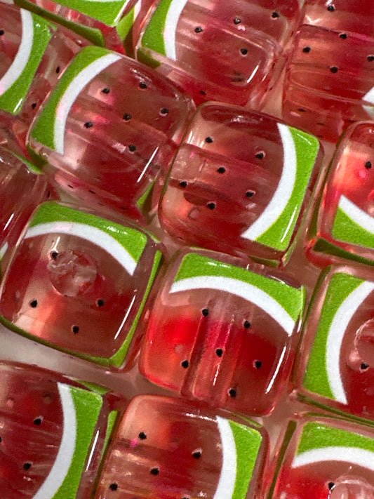 14mm Square Watermelon Beads (5/$2.00)