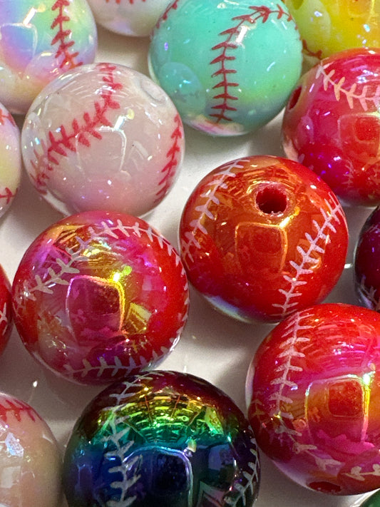 16mm Acrylic Colored Baseball Beads (10/$3.00)