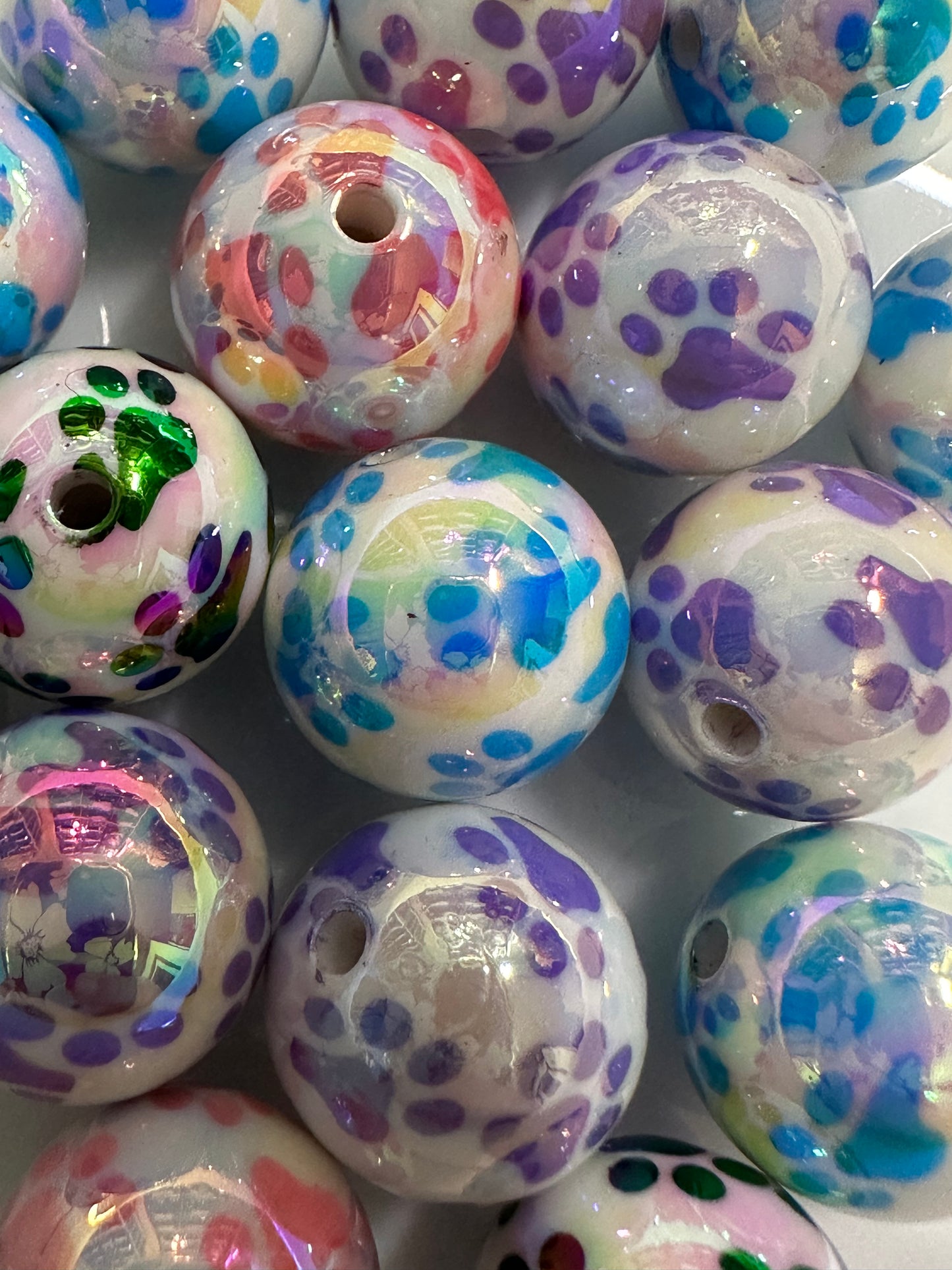 Acrylic Paw Print Beads - Multiple Colors 10/$3.25