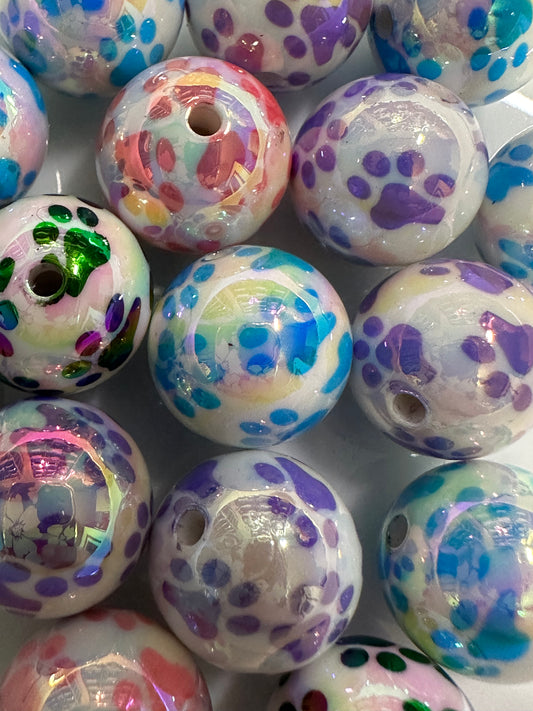 Acrylic Paw Print Beads - Multiple Colors 10/$3.25